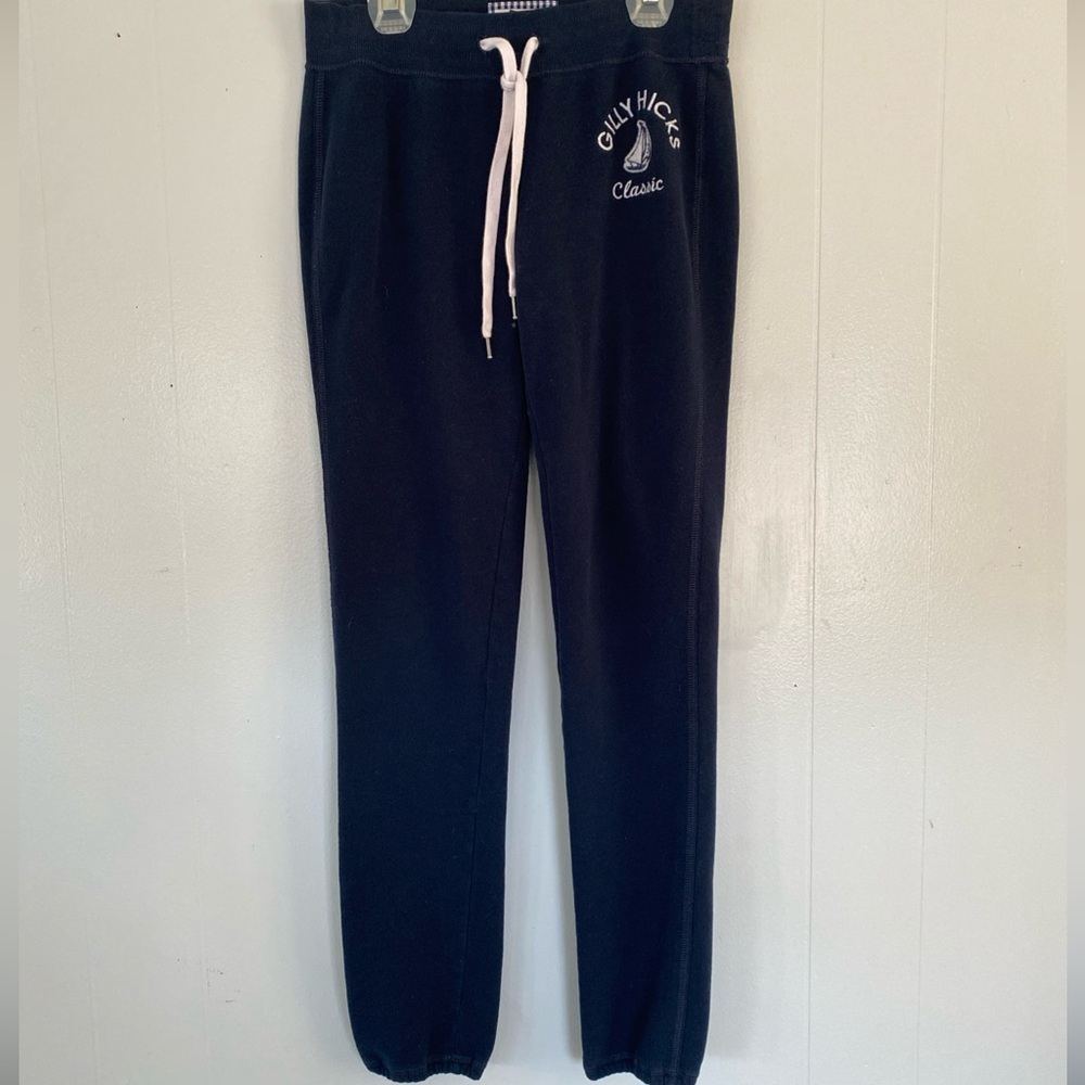 Vintage GILLY HICKS SIDNEY Jogger Sweatpants Logo Drawstring Elastic Hem Blue Sm
